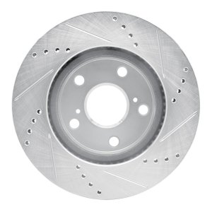 Lexus HS250H Brake Rotor (1) - Front Left - R1 Concepts - Drilled & Slotted - Silver - `06-`18